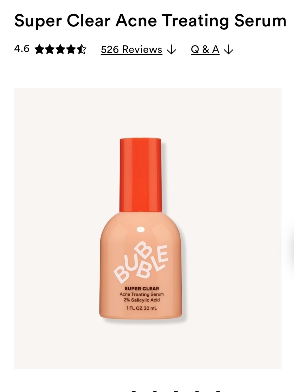 Bubble Super Clear Acne Treating Serum - Peach/Coral